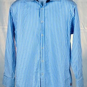 English Laundry Men’s Blue Pinstripe Dress Shirt – Christopher Wicks –16 / 32–33